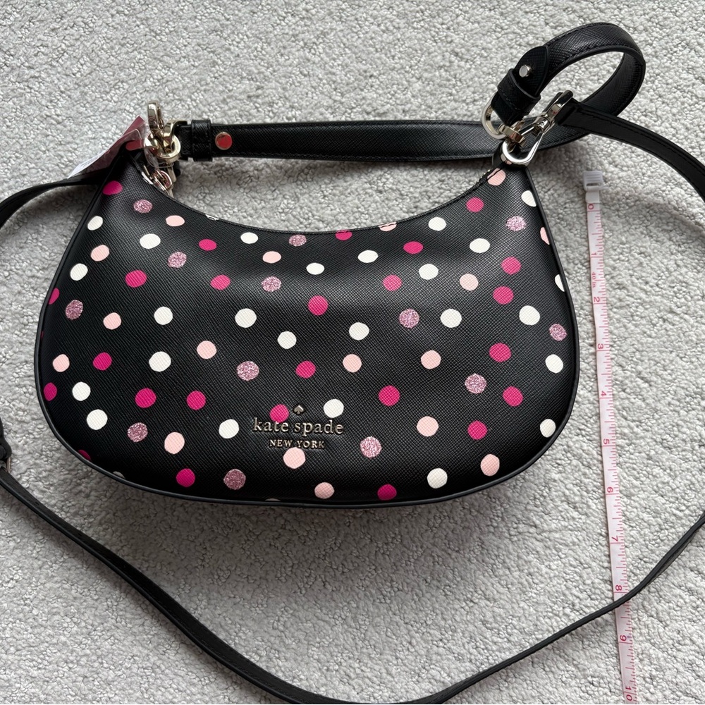 NWT Kate Spade Staci Crosbody Black/Pink polka dot - Picture 3 of 6